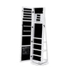 Jewelry Storage Cabinet Full-Length Mirror Lockable Swivel Armoire Floor Shelf