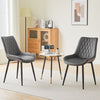 2pcs Dining Chairs Set Grey Diamond Velvet Padded Seat Back Dining Room Chair
