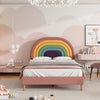 Velvet Upholstered Bed 4ft6 Double Bed Frame with Headboard for Kids Teens BT