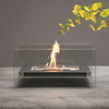 Bioethanol Fireplace Table Burner Bowl Steel & Glass Rectangle Fire Pit in Black