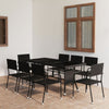 9 Piece Garden Dining Set Poly Rattan Black L6Z7