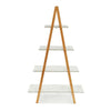 Stylish Bamboo Ladder 4 Tier Shelf Unit Bookcase Living Room Storage Marble