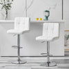 Set of 2 Bar Stools Faux Leather White Bar Chair Height Adjustable Kitchen New