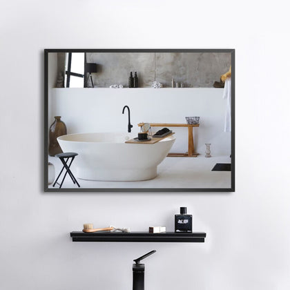 Wall Mirror Bathroom Bedroom with Black Metal Frame Wall Hunging Makeup Dressing