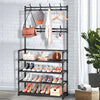 Iron Clothes Rail Coat &Shoe Rack Hook Storage Shelf Dress Hanging Display Stand