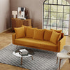 3-4 Seater Sofa Settee Fabric Couch Pillow Sofa Home Theater Mustard Yellow Seat