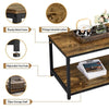 Industrial Wood Coffee Table with Storage Shelf and Metal Frame for Living Room
