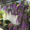 Artificial Faux Silk Wisteria Flowers Garland Ivy Plants Outdoor Hanging Decor