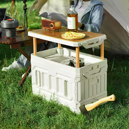 95L Folding Camping Picnic Storage Box/Camping Table Outdoor BBQ Party Container