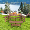 6-Person Outdoor Wooden Round Picnic Table Garden Circular Picnic Bear Table