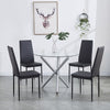 4x Black Faux Leather Dining Chairs Round Tempered Glass Silver Leg Dining Table