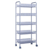 5 Tiers Kitchen Storage Trolley Rolling Cart with Removable Mesh Baskets & Wheel