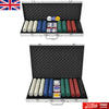 Poker Set Aluminium Playing Card Case Casino Dice with 500/1000 Chips Game Play