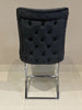 SALE Contemporary Black Velvet Dining Chair Brushed Button Back Chrome Legs
