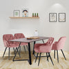 150cm Wooden Dining Table and 4 Velvet Chairs Set Padded Seat Home Kitchen Grey