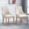 2x Accent Dining Chairs Fabric Upholstered Button Tufted Lounge Room Home Beige
