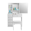 White Dressing Table Wood Makeup Desk with Slide Mirror 5 Drawers Stool Bedroom