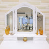 Dressing Table Bedroom 4 Drawer Storage Vanity Desk Trifold Mirror with Stool