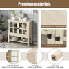 Sideboard Cupboard Buffet Kitchen Cabinets Console Table W/ Glas Doors & Drawers