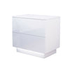 High Gloss White Bedside Table Cabinet 2 Drawers Matt Body Nightstand LED UK