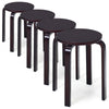 Set of 4 Stackable Dining Stools Bentwood Round Chairs Kitchen Breakfast Seating