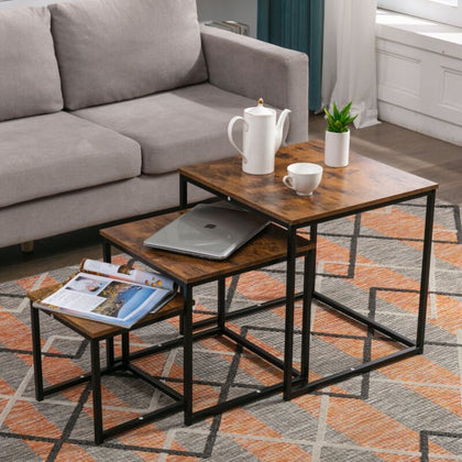 Nest Coffee Table 3 in 1 set Compact Modern Design for Space Saving for Any Room