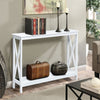 2-Tier Console Table X-design Wooden Hall Desk Side End Table W/ Shelf