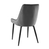 2x Ergonomic Grey Velvet Soft Padded Dining Chairs Set Metal legs Home Chair