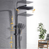 3-Way Shower Set Bathroom Mixer Tap 8"Square Head Top Spray W/Shower Hand Black