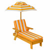 Kids Outdoor Chaise Lounge Chair Children Portable Cushioned Lounger W/ Umbrella