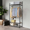 Classic Black Clothes Rail Metal Garment Rack Coat Stand with Top Storage Shelf