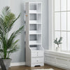 Extra Tall Bedside Cabinet Table Side Storage Floor Shelf Drawer with Lock Keys