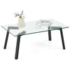 Tempered Glass Coffee Table Modern Cocktail Table Retangular Center Tea Table