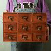 9 Drawer Desktop Storage Box Retro Wooden Organizer Cabinet Case For Small Items
