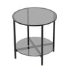 Modern Round 2-Tier Tempered Glass Coffee Table Clear Accent Side Table Storage
