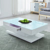 2 Drawers High Gloss 8mm Tempered Glass Coffee Table White End Table Living Room
