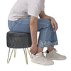 Storage Footstool Ottoman Footrest Makeup Dressing Table Stool with Gold Metal