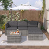 L-shaped Corner Sofa Glass Table Stool Rattan Garden Furniture Patio Lounge Set