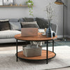 Round Coffee Table Sofa Table Cocktail Table with Storage Shelf for Living Room