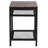 Industrial Bedside Table Side End Table Nightstand Storage Mesh Metal Shelves