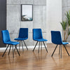 4Pcs Velvet Dining Chairs Metal Leg Padded Dining Room Kitchen Office Blue Color