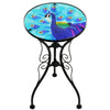 Iron/Glass Round Side Coffee Table Mosaic Design Garden Patio Flower Plant Stand