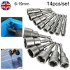 14pc/set 1/4 Nut Driver Bit Set Hex Magnetic Metric Socket Impact Drill Adapter