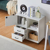 White Filing Cabinet Mobile Printer Stand W/2 Drawers 1 Door 3 Shelves