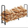 8FT Firewood Log Rack Heavy-Duty Tubular Steel Wood Storage Holder Non-slip Pads