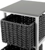 White Shabby Chic Bedside Table Tall Wooden Cabinet 2 Dark Grey Wicker Drawers