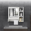 White Bathroom Cabinet Mirror Storage Unit 4 Shelf Wall Mounted Cupboard Unit