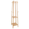 3 Layer 8 Hooks Bamboo Clothes Rail Coat Hat Rack Stand Ladder Shelves Organizer