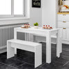 Dining Set Table and 2 Chair Compact Benches Wooden Flats Home Kitchen Furniture