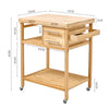 Wood Portable Kitchen Storage Cart Trolley on Wheels Bar Serving Cart Unit Home